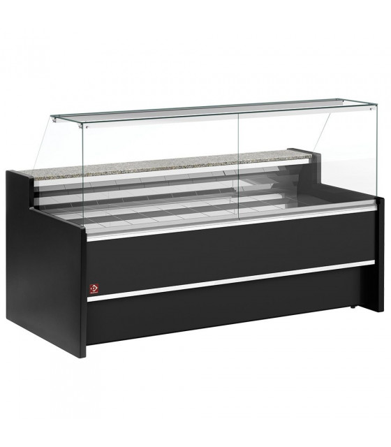 COMPTOIR VITRINE REFRIGERE VITRE DROITE 90° AVEC RESERVE NOIR 200CM DIAMOND dans COMPTOIR