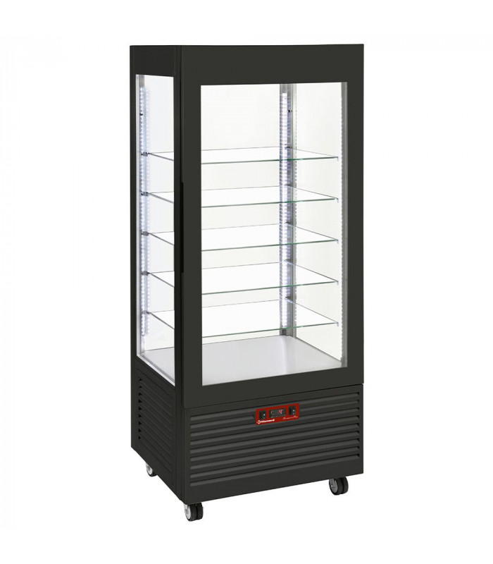 VITRINE 4 FACES NEGATIVE 5 ETAGERES EN VERRE VENTILEE 480LT NOIRE DIAMOND dans CONGELATEURS VITRINES