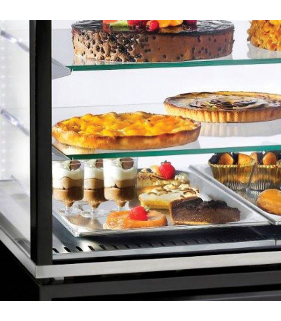 VITRINE 4 FACES NEGATIVE 5 ETAGERES EN VERRE VENTILEE 480LT NOIRE DIAMOND dans CONGELATEURS VITRINES