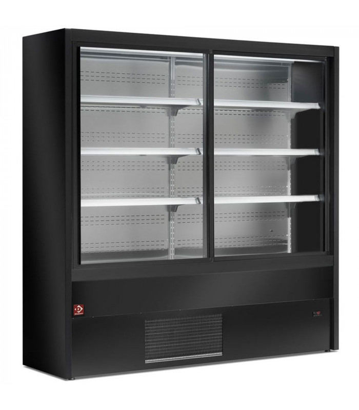 VITRINE MURALE REFRIGERE VENTILE AVEC PORTES COULISSANTES EN VERRES NOIR 180CM DIAMOND dans VITRINES MURALE