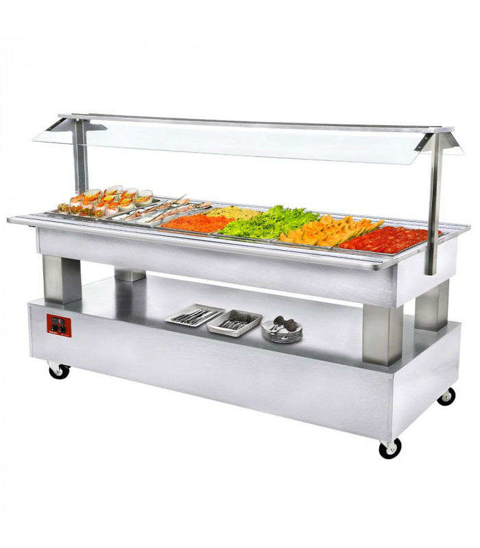 BUFFET - SALAD BAR REFRIGERE, 6X GN1/1-150 BOIS BLANC DIAMOND dans BUFFET FROID