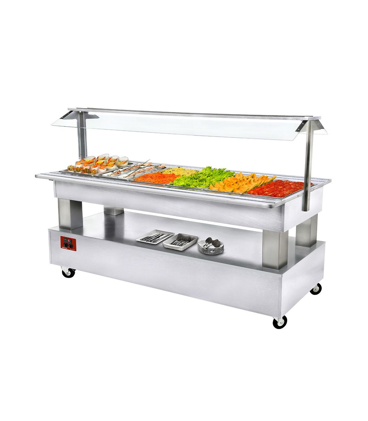 BUFFET - SALAD BAR REFRIGERE, 6X GN1/1-150 BOIS BLANC DIAMOND dans BUFFET FROID