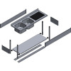 PLONGE 1 CUVE 1 EGOUTOIR DROIT AVEC PIETEMENT EN KIT 120CM DIAMOND dans EVIERS ET PLONGES