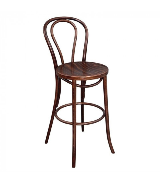 TABOURET HAUT BISTRO EN BOIS COURBE NOYER dans TABOURET