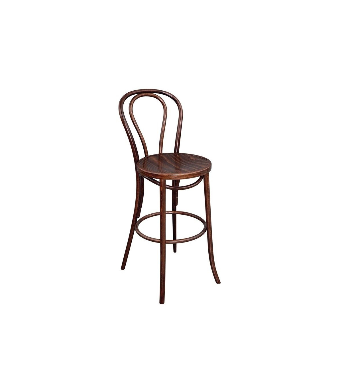 TABOURET HAUT BISTRO EN BOIS COURBE NOYER dans TABOURET