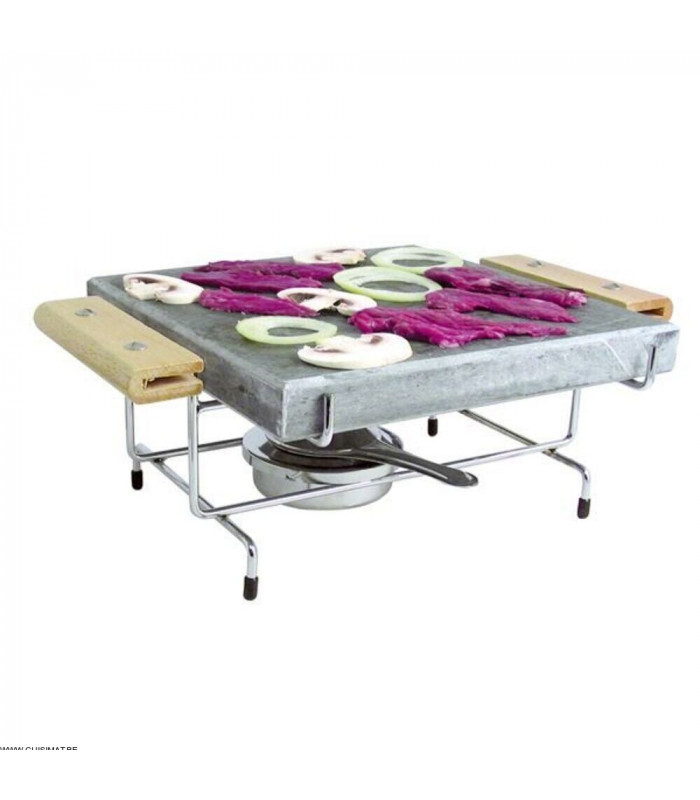 PIERRE A CUIRE 25X25CM AVEC SUPPORT TELLIER dans APPAREIL A FONDUE ET SPECIALITES