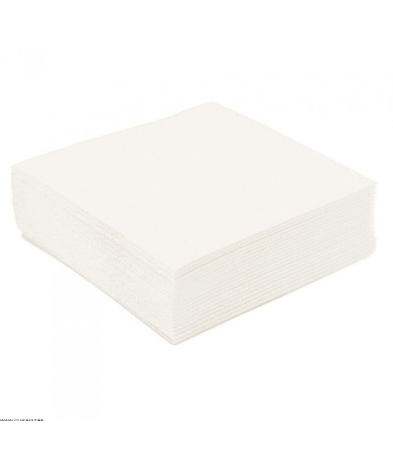 SERVIETTES COCKTAIL BLANCHES DOUBLE POINT 20X20CM 100 PIECES dans SERVIETTES
