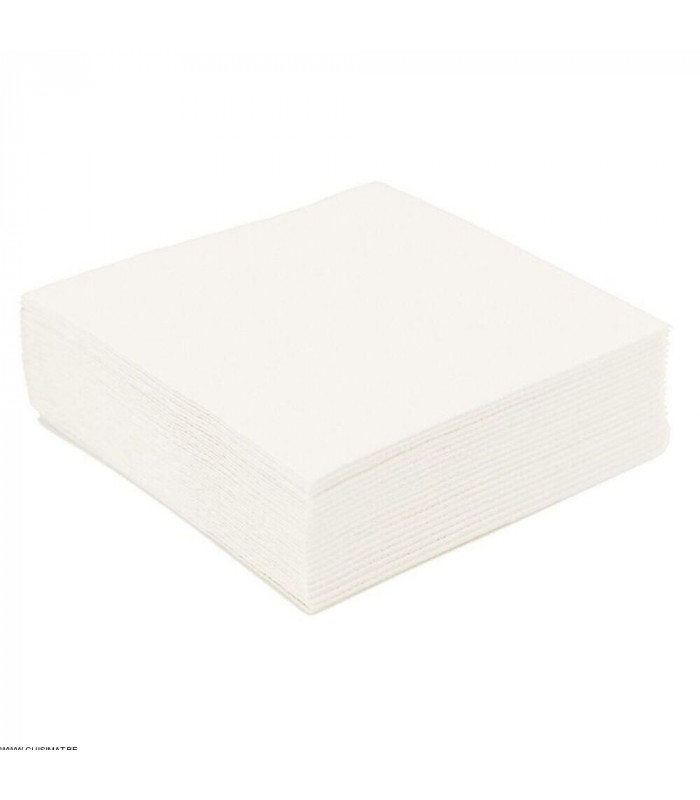 SERVIETTES COCKTAIL BLANCHES DOUBLE POINT 20X20CM 100 PIECES dans SERVIETTES