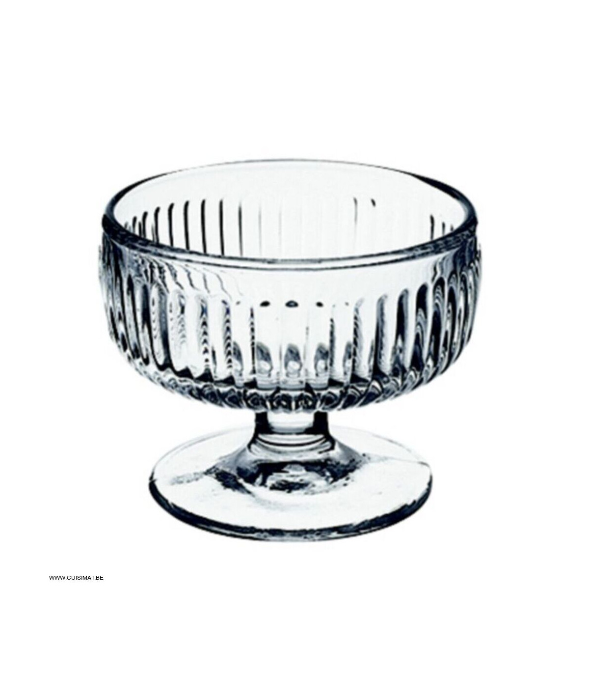 Lot De 6 Coupes à Dessert Tahiti - Verre, Ø10 Cm, Hauteur 8 Cm, 23 Cl, Surface Striée