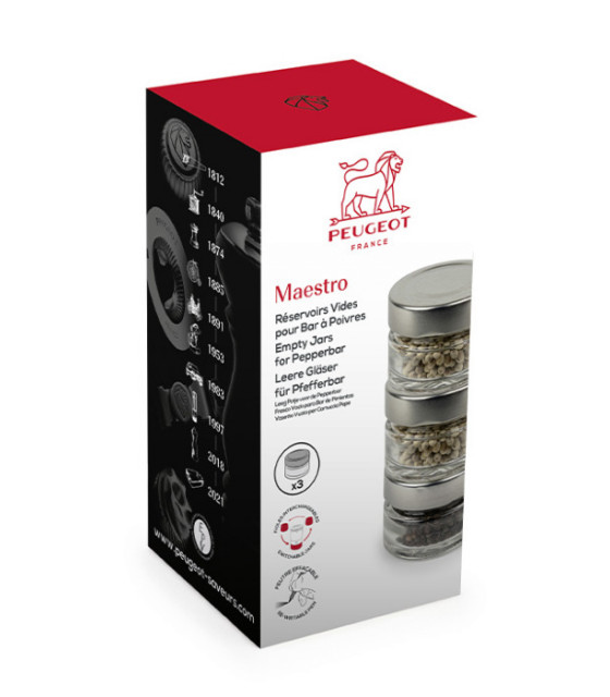 SET DE 3 FIOLES VIDES MAESTRO PEUGEOT dans SEL ET POIVRE