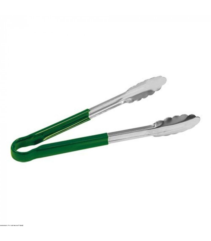 PINCE DE SERVICE 23CM AVEC POIGNEE EN PLASTIQUE VERTE dans USTENSILES DE SERVICE