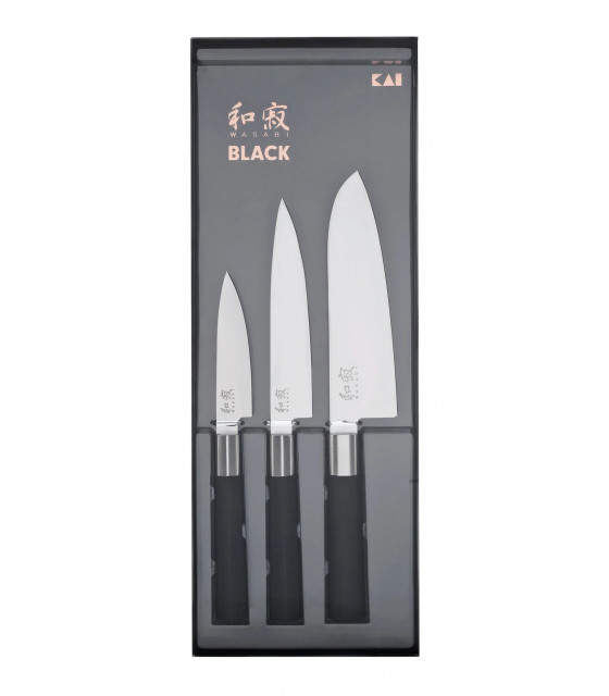 SET DE 3 COUTEAUX WASABI BLACK KAI dans KAI