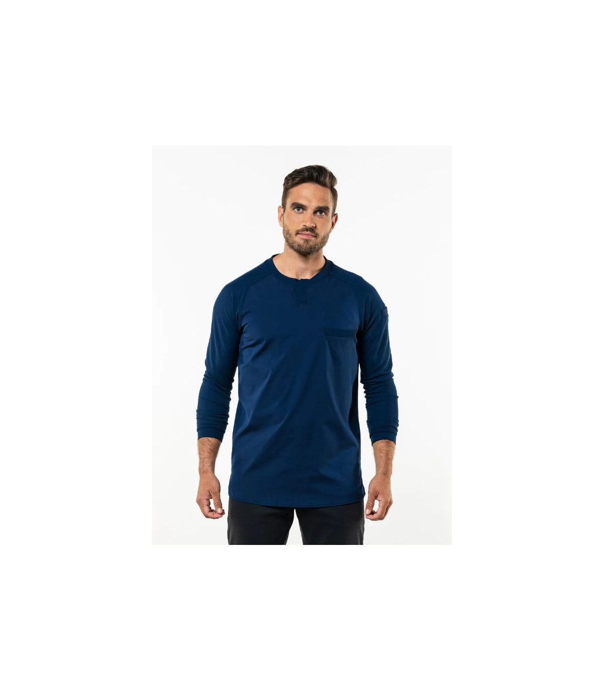 VESTE DE CHEF T-SHIRT VALENTE UFX NAVY LS -CHEF JACKET M CHAUD DEVANT dans VESTE