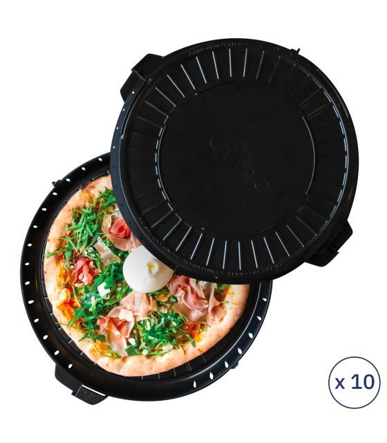 BOITE A PIZZA RONDE REUTILISABLE NOIRE - LOT DE 10 dans USTENSILES POUR PIZZA