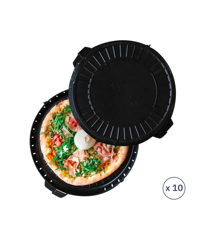 BOITE A PIZZA RONDE REUTILISABLE NOIRE - LOT DE 10 dans USTENSILES POUR PIZZA