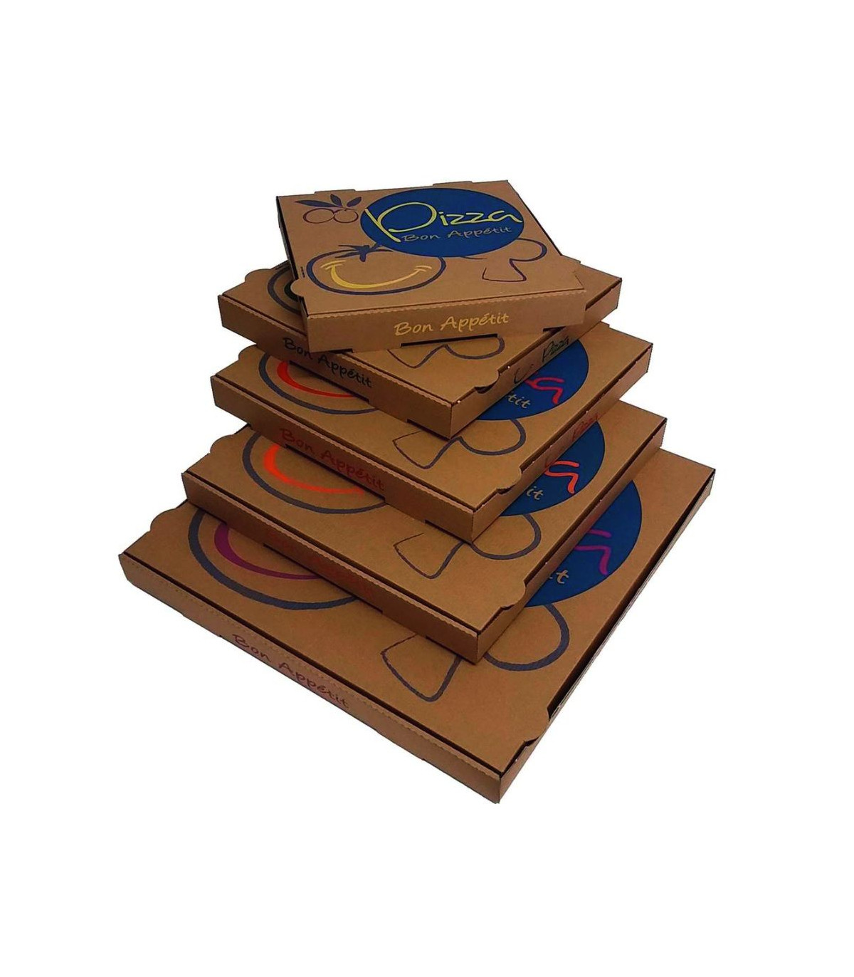 BOITE PIZZA AMERICA 26X26X3.5 KRAFT DECOR BLEU 100 PIECES dans EMBALLAGE EN CARTON ET PAPIER