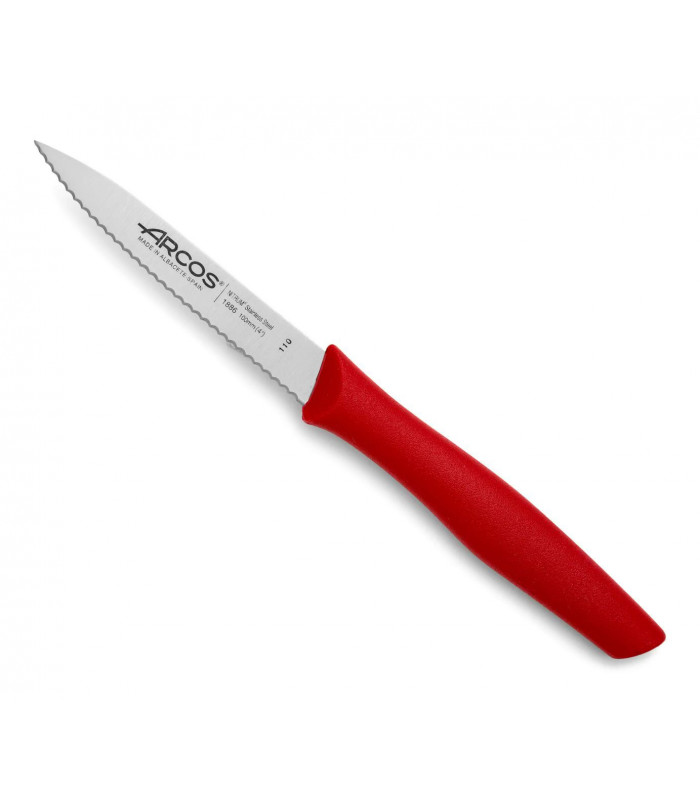 COUTEAU OFFICE LAME CRANTEE 10CM ROUGE SPECIAL TOMATE ARCOS dans ARCOS