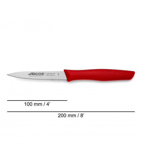 COUTEAU OFFICE LAME CRANTEE 10CM ROUGE SPECIAL TOMATE ARCOS dans ARCOS