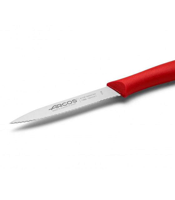 COUTEAU OFFICE LAME CRANTEE 10CM ROUGE SPECIAL TOMATE ARCOS dans ARCOS