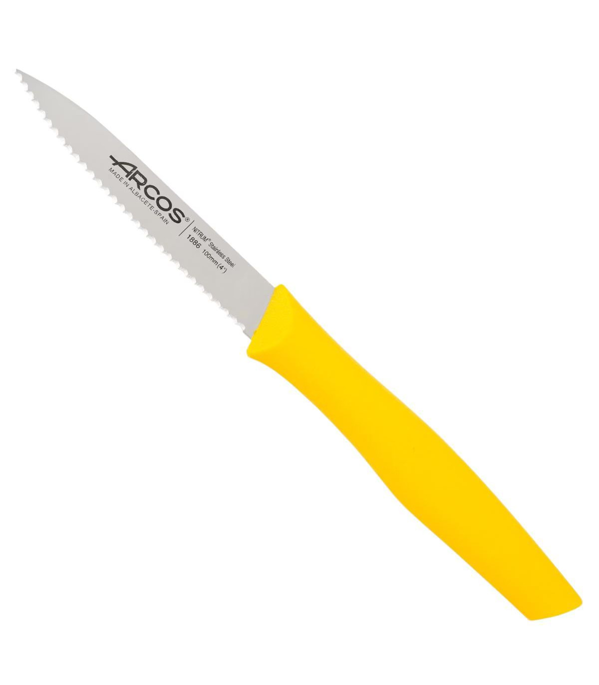 COUTEAU OFFICE LAME CRANTEE 10CM JAUNE ARCOS dans ARCOS