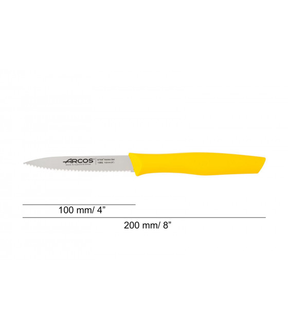 COUTEAU OFFICE LAME CRANTEE 10CM JAUNE ARCOS dans ARCOS