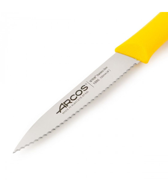 COUTEAU OFFICE LAME CRANTEE 10CM JAUNE ARCOS dans ARCOS