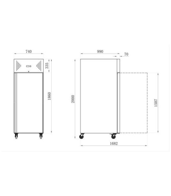 ARMOIRE FROIDE NEGATIVE 1 PORTE 600X800 AMATIS dans CONSERVATEUR INOX