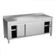 TABLE AVEC DOSSERET + CHAUFFE-ASSIETTES A AIR PULSE 140CM MULTINOX