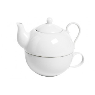 THEIERE 26 CL + TASSE BLANCHE 21 CL DIAM 10 X HT 12 CM PORCELAINE dans VAISSELLE