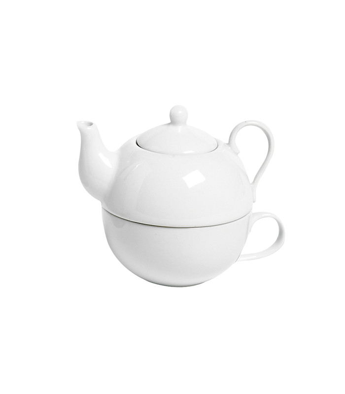 THEIERE 26 CL + TASSE BLANCHE 21 CL DIAM 10 X HT 12 CM PORCELAINE dans VAISSELLE