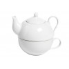 THEIERE 26 CL + TASSE BLANCHE 21 CL DIAM 10 X HT 12 CM PORCELAINE dans VAISSELLE