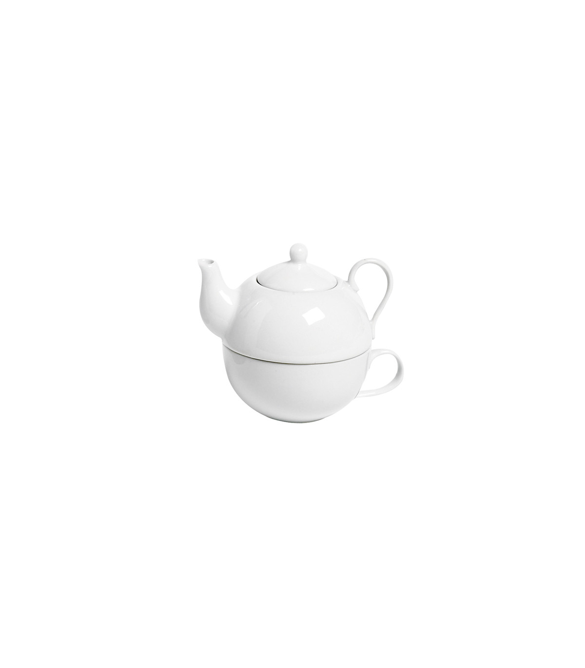 THEIERE 26 CL + TASSE BLANCHE 21 CL DIAM 10 X HT 12 CM PORCELAINE dans VAISSELLE