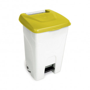 CONTENEUR HACCP 80LT AVEC COUVERCLE JAUNE ET PEDALE dans POUBELLES