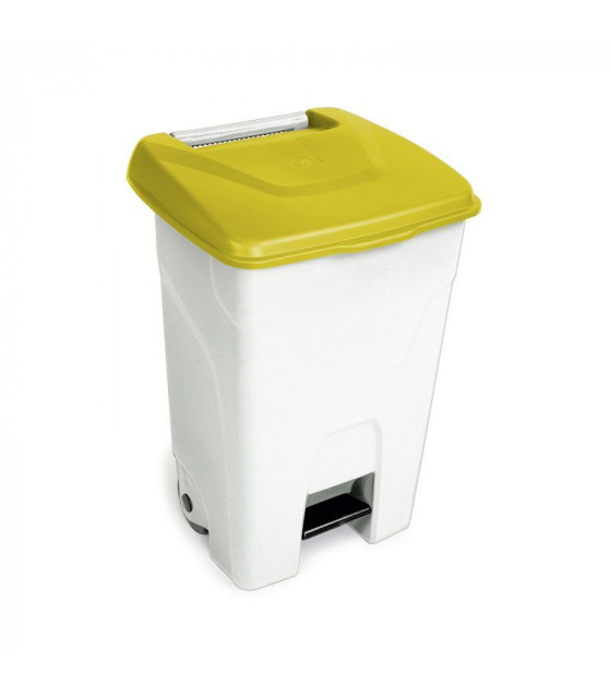 CONTENEUR HACCP 80LT AVEC COUVERCLE JAUNE ET PEDALE dans POUBELLES