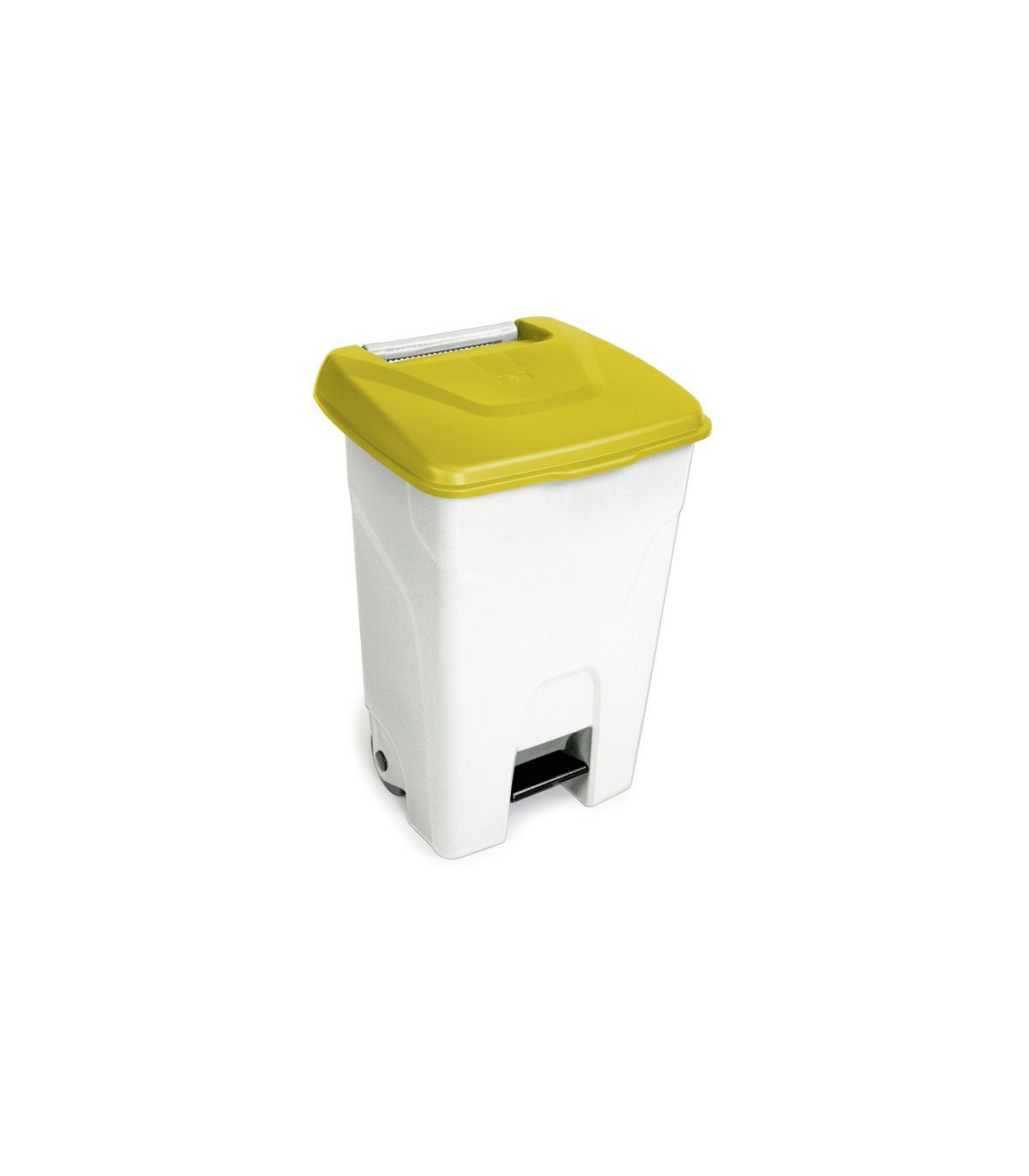 CONTENEUR HACCP 80LT AVEC COUVERCLE JAUNE ET PEDALE dans POUBELLES