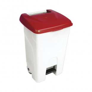 CONTENEUR HACCP 80LT AVEC COUVERCLE ROUGE ET PEDALE dans POUBELLES