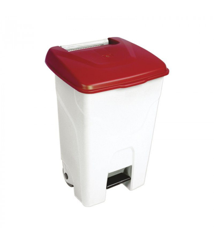 CONTENEUR HACCP 80LT AVEC COUVERCLE ROUGE ET PEDALE dans POUBELLES