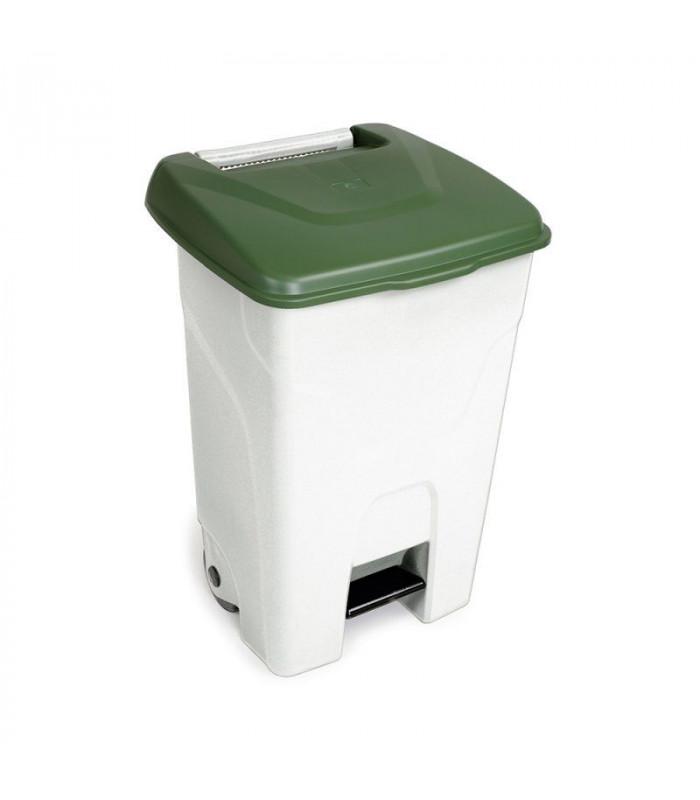 CONTENEUR HACCP 80LT AVEC COUVERCLE VERT ET PEDALE dans POUBELLES