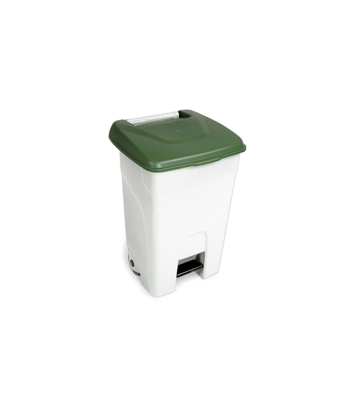 CONTENEUR HACCP 80LT AVEC COUVERCLE VERT ET PEDALE dans POUBELLES