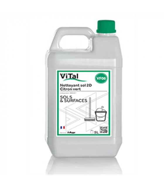 NETTOYANT 2D NEUTRE SOLS ET SURFACES CITRON VERT 5LT VITAL VF08 dans DETERGENT