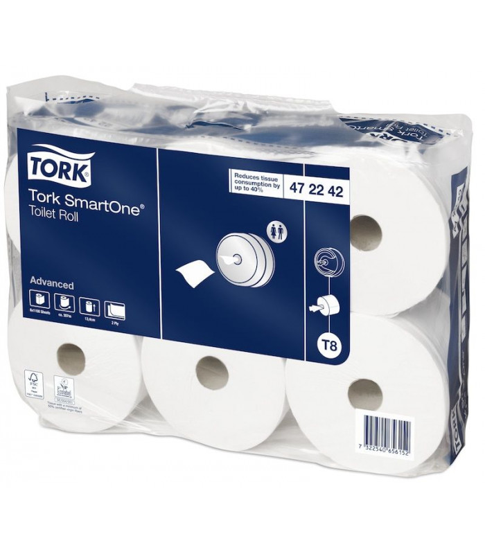 PAPIER TOILETTE SMART ONE T8 472242 6 PIECES TORK dans RECHARGE PAPIER