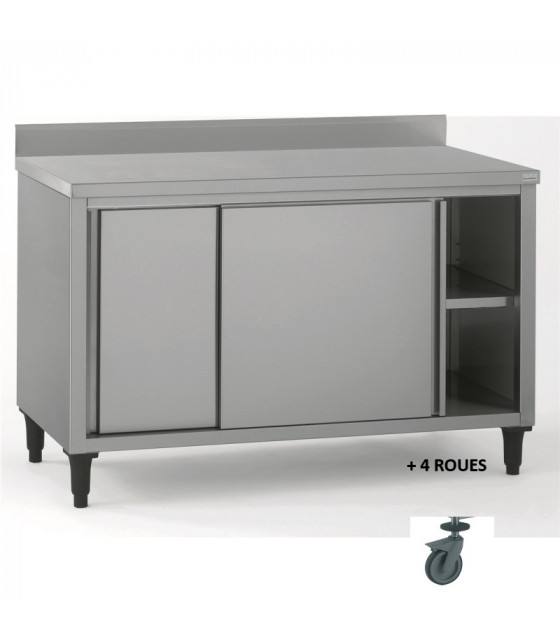 MEUBLE NEUTRE PORTES COULISSANTES 120CM + ROULETTES TOURNUS dans ARMOIRES