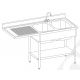 PLONGE 2 BACS 500X400 EGOUTOIR GAUCHE + ENPLACEMENT LV + ETAGERE TOURNUS