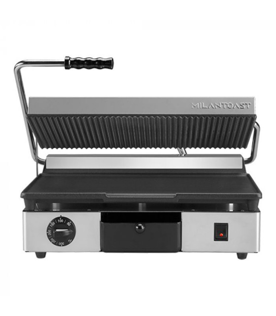 GRILL PANINI LISSE + RAINURE DOUBLE MILAN TOAST dans GRILL DE CONTACT