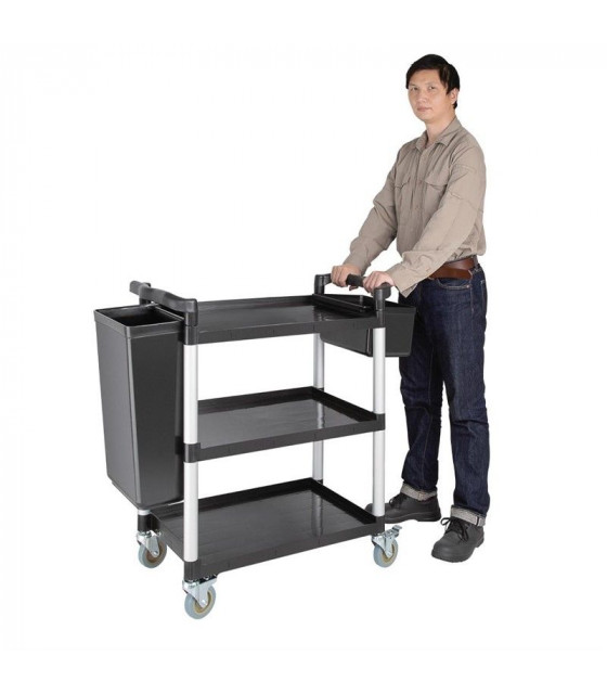CHARIOT DE SERVICE EN POLYPROPYLENE NOIR COMPACT dans CHARIOT DE DEBARRASSAGE