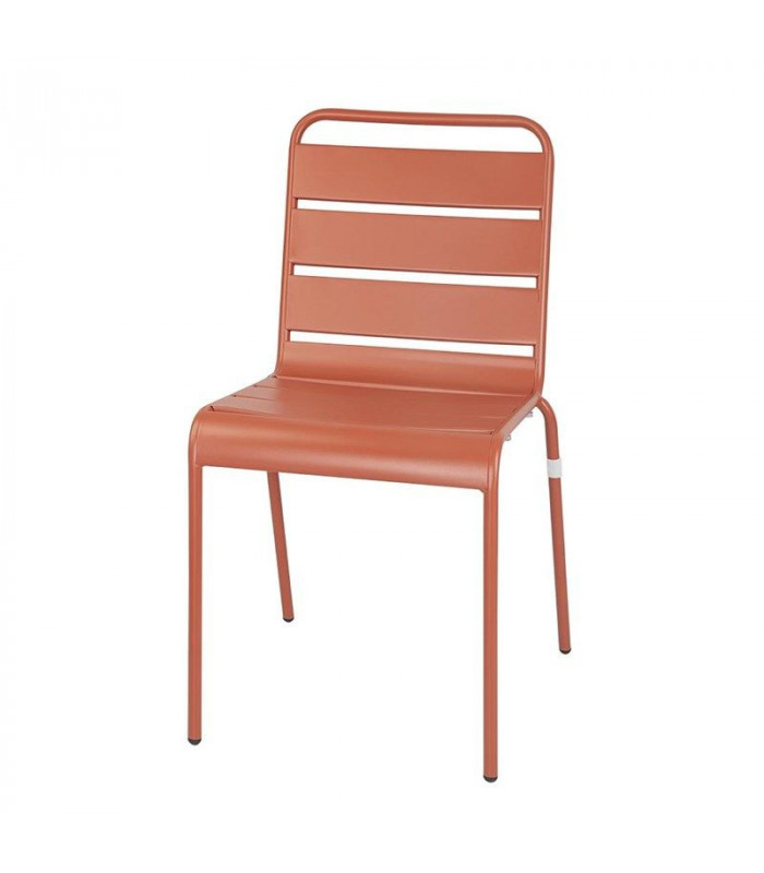 CHAISES A LATTES EN ACIER TERRACOTTA LOT DE 4 dans CHAISES