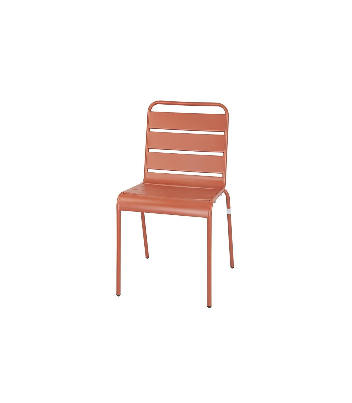 CHAISES A LATTES EN ACIER TERRACOTTA LOT DE 4 dans CHAISES