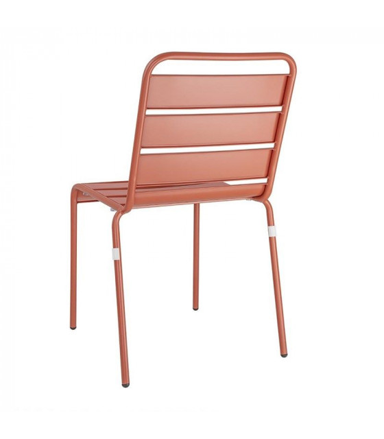 CHAISES A LATTES EN ACIER TERRACOTTA LOT DE 4 dans CHAISES