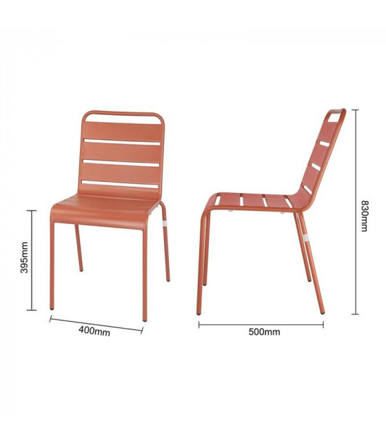 CHAISES A LATTES EN ACIER TERRACOTTA LOT DE 4 dans CHAISES