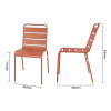 CHAISES A LATTES EN ACIER TERRACOTTA LOT DE 4 dans CHAISES